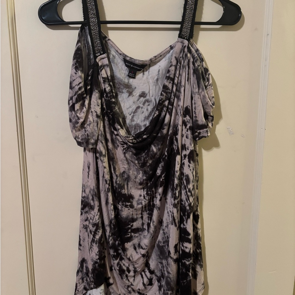 Rock & Republic Monochrome Tie-Dye Top